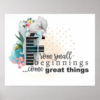 Elefante Cute Baby Say Floral Poster