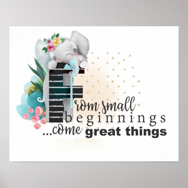Elefante Cute Baby Say Floral Poster (Frente)