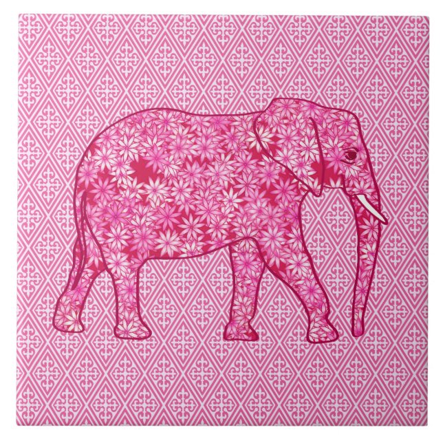 Elefante da flor - rosa do fúcsia (Frente)