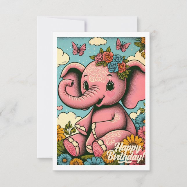Elefante de 1º aniversário Boho Vintage (Frente)
