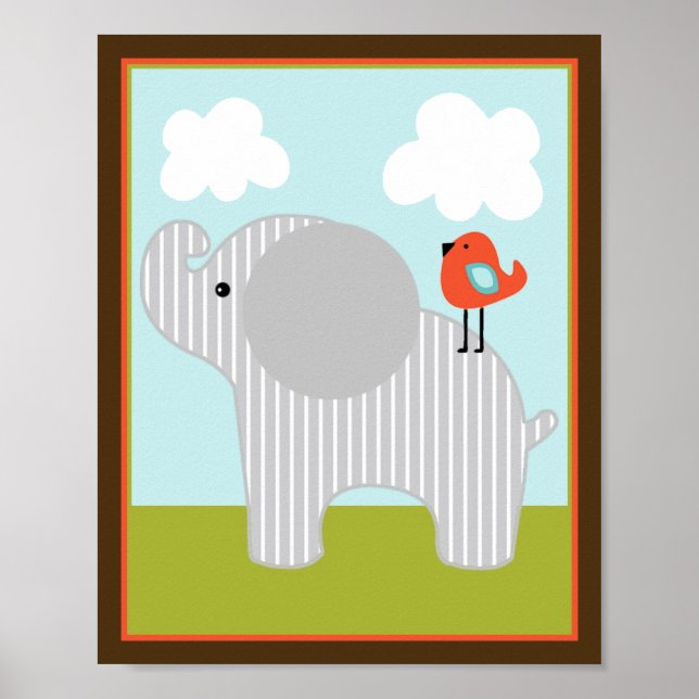Elefante de Animais Selvagens com Poster de Arte d (Frente)