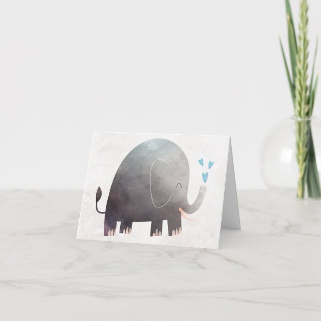 Elefante De Aquarela Obrigado Cartões De Nota (Frente)
