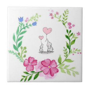 Elefante de Azulejo cerâmico Love Floral