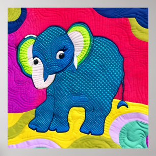 Elefante De Bebê Azul - Inclinação Como Poster de