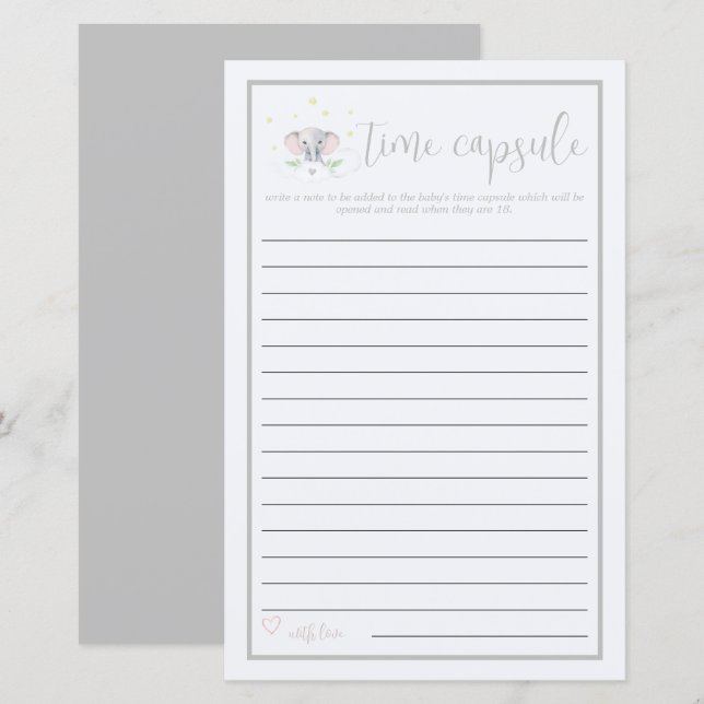 Elefante de cápsula do jogo do chá de fraldas (Frente/Verso)