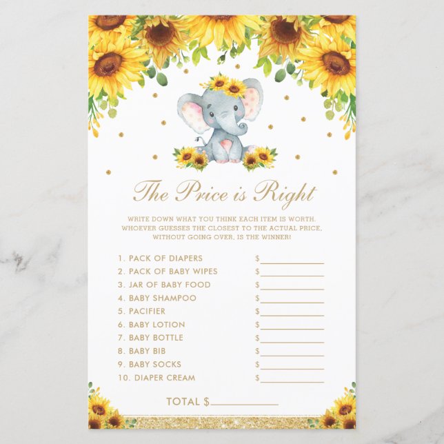 Elefante De Girassol O Preço É O Jogo Do Chá Certo (Frente)