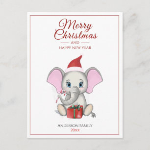 Elefante de Natal Adorável   Cartões postais per