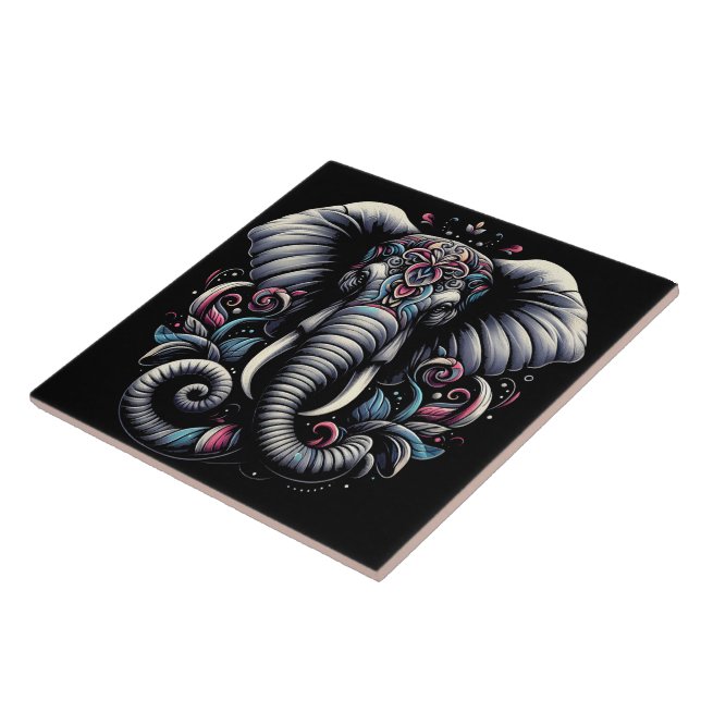 Elefante de ornamentado floral (Lateral)