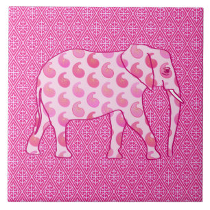Elefante de Paisley - rosa-gelo e fuchsia