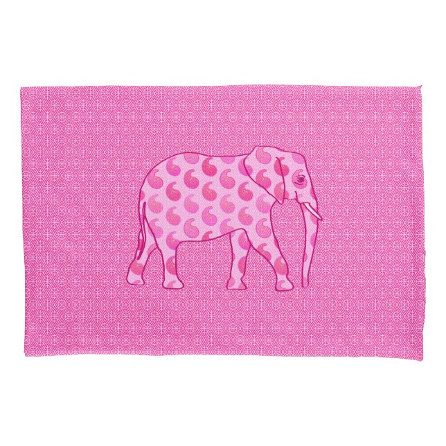 Elefante de Paisley - rosa-gelo e fuchsia (Frente)