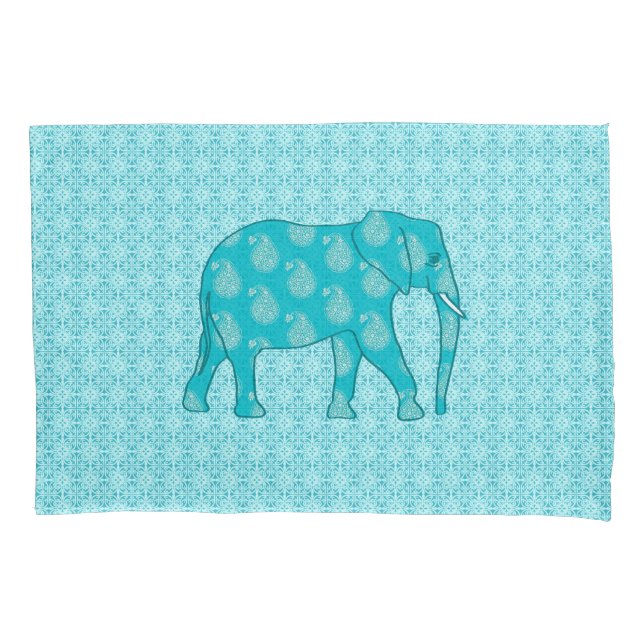 Elefante de Paisley - turquesa e aqua (Frente)