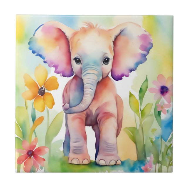 Elefante de Vida Selvagem de Aquarela (Frente)