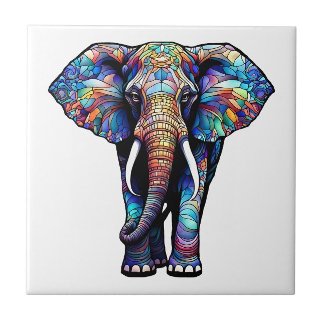 Elefante De Vidro Múltiplo Colorido 3 (Frente)