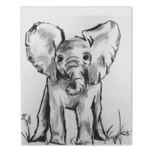 Elefante do bebê preto e branco