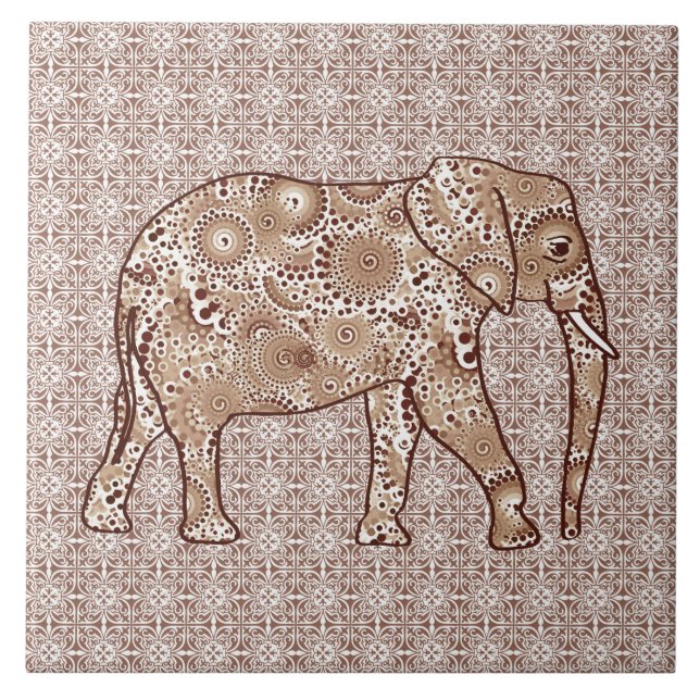 Elefante do redemoinho do Fractal - marrom e taupe (Frente)