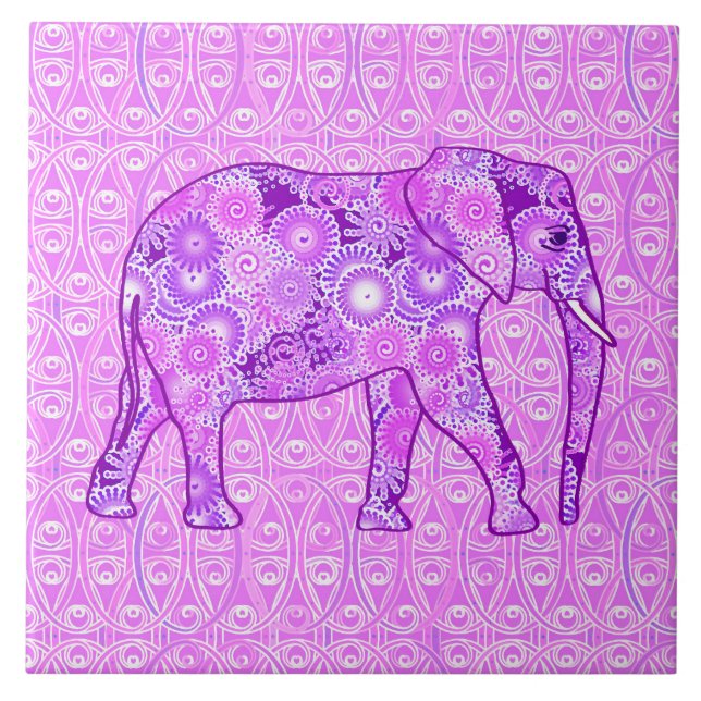 Elefante do redemoinho do Fractal - roxo e (Frente)