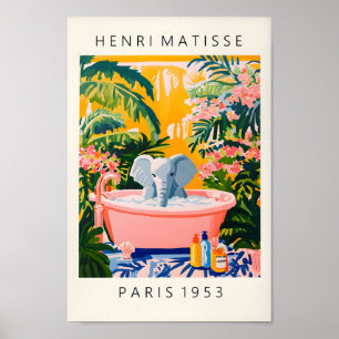 Elefante Em Bathtub, Poster Engraçado, Bathroo Tro