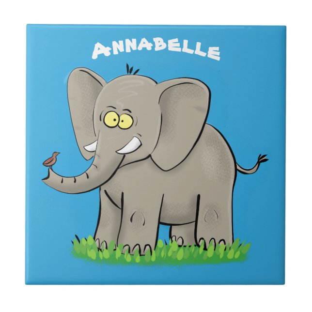 Elefante engraçado e bonito com desenho animado de (Frente)