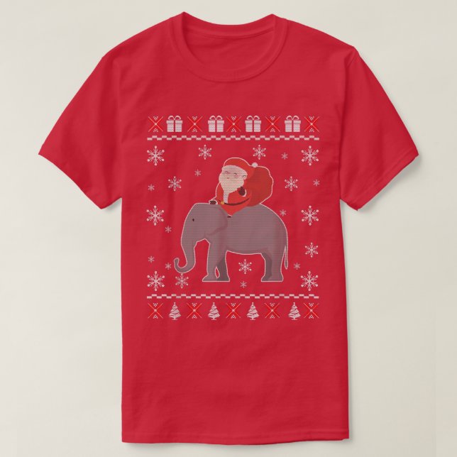 Elefante Engraçado Suéter De Natal Feio Para Dois (Frente do Design)