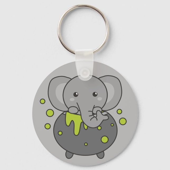 Elefante Feliz Halloween Cauldron Bat Chaveiro (Frente)