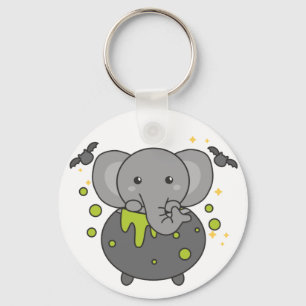 Elefante Feliz Halloween Cauldron Bat Chaveiro