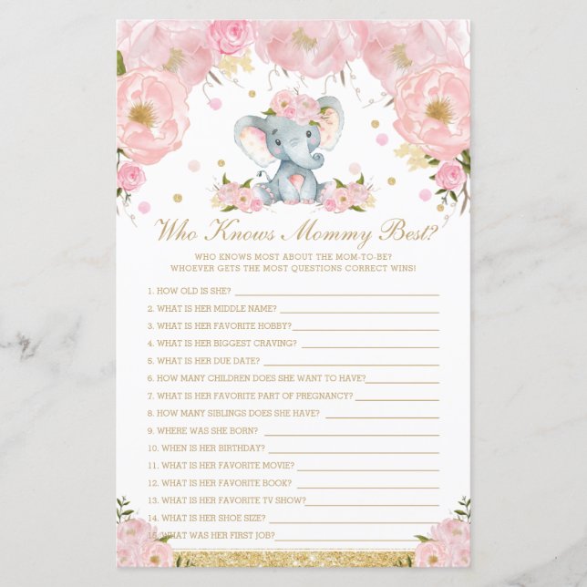 Elefante Floral Blush Que Conhece O Melhor Jogo Da (Frente)