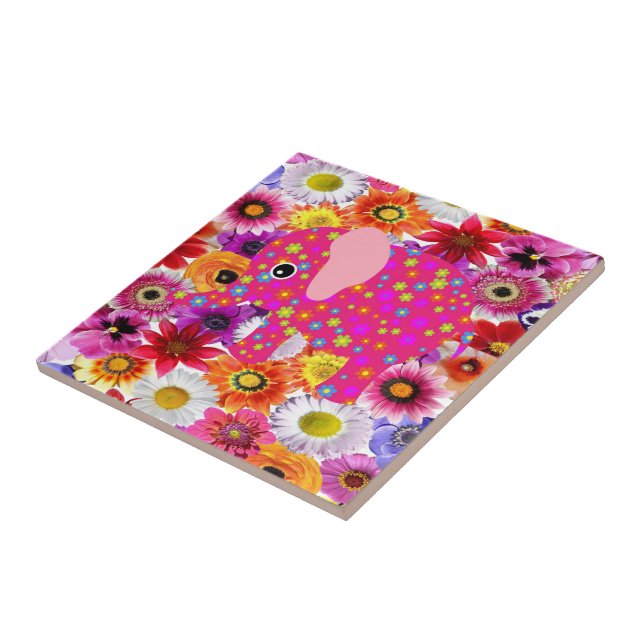 Elefante Floral de Azulejo cerâmico (Lateral)