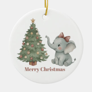 Elefante Fofo com Enfeite de Árvore de Natal