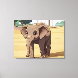 Elefante fofo de perto impressão em tela