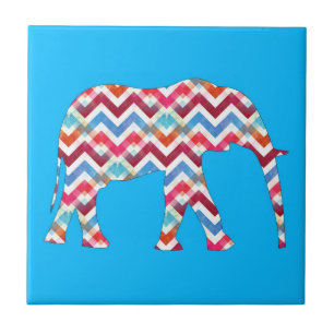 Elefante Funky de Chevron do ziguezague no azul da