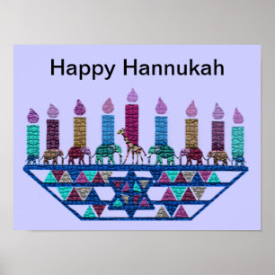 Elefante Geométrico Hannukah Menorah Impressão