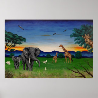 Elefante Girafa Poster