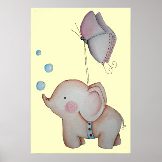 Elefante giro com Poster de borboleta