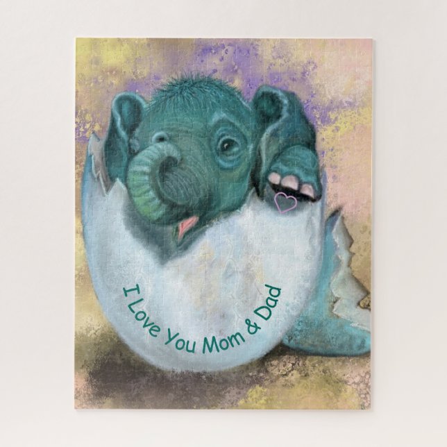 Elefante Hatch Quebra-cabeça - Eu Amo Você MÃE E P (Vertical)