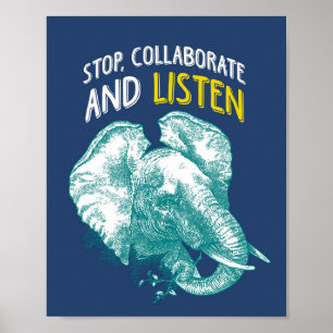 Elefante Hip Hop   Impressão de Arte em Poster 8x1