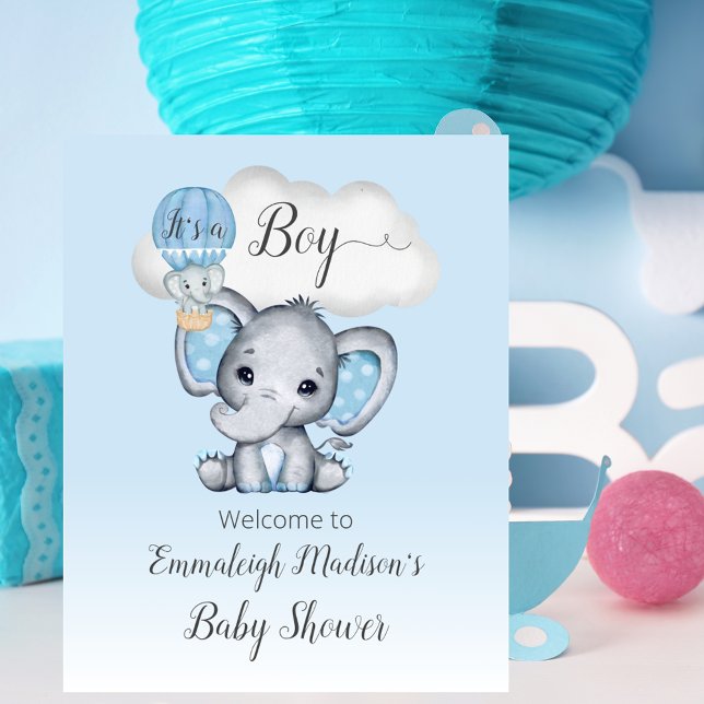 Elefante Hot Air Balloon Baby Boy Poster (Criador carregado)