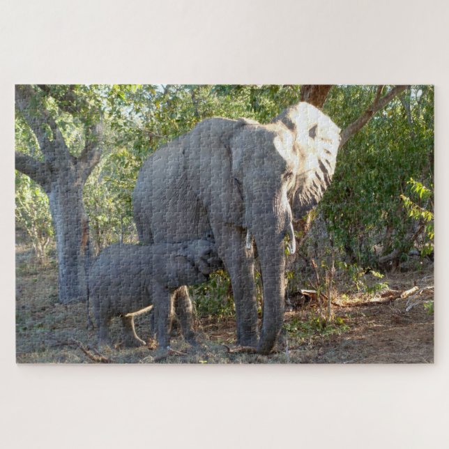 Elefante Mãe e Bebê 20 x 30 Quebra-cabeça (Horizontal)