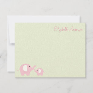 Elefante Mãe e Bebê Flat Obrigado Notas