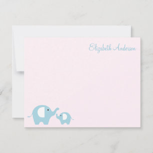 Elefante Mãe e Bebê Flat Obrigado Notas