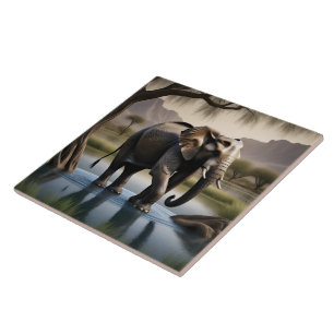 Elefante majestoso desfilando em água serena no am