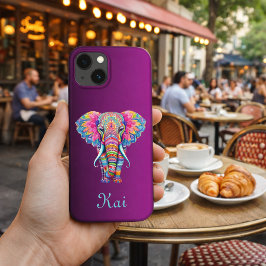 Elefante Mandala Colorido com Nome Personalizado