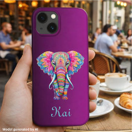 Elefante Mandala Colorido com Nome Personalizado