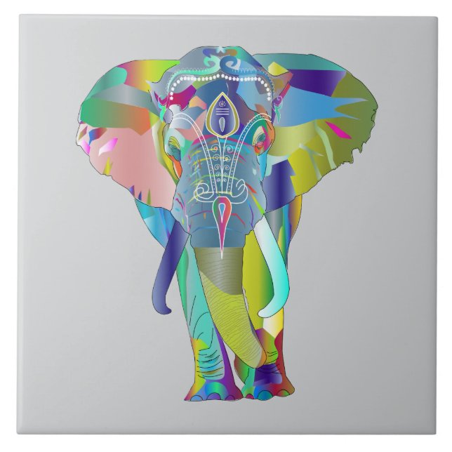 Elefante Mandala de Cores Vibrantes (Frente)