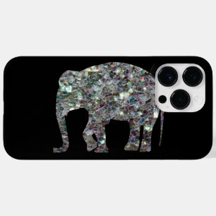 Elefante mosaico prateado colorido brilhante
