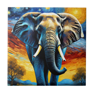 Elefante na noite estrelada