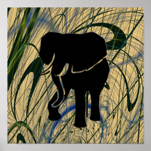 Elefante no Poster Abstrato da selva
