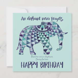 Elefante Nunca Esquece - Cartão de Aniversário 3