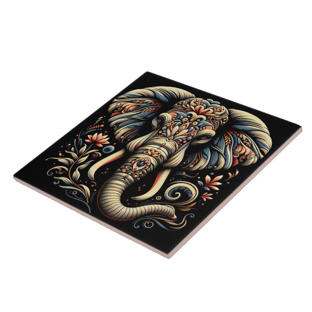 Elefante ornamentado adornado com padrões intrinca (Lateral)