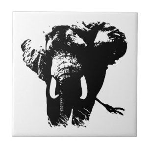 Elefante Pop de arte preto e branco