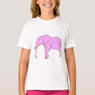 Elefante rosa com Camisetas de Bolinhas brancas
